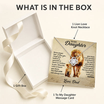 Norvane Old Lion Love Knot Necklace - Father to Daughter Gift with Message Card
